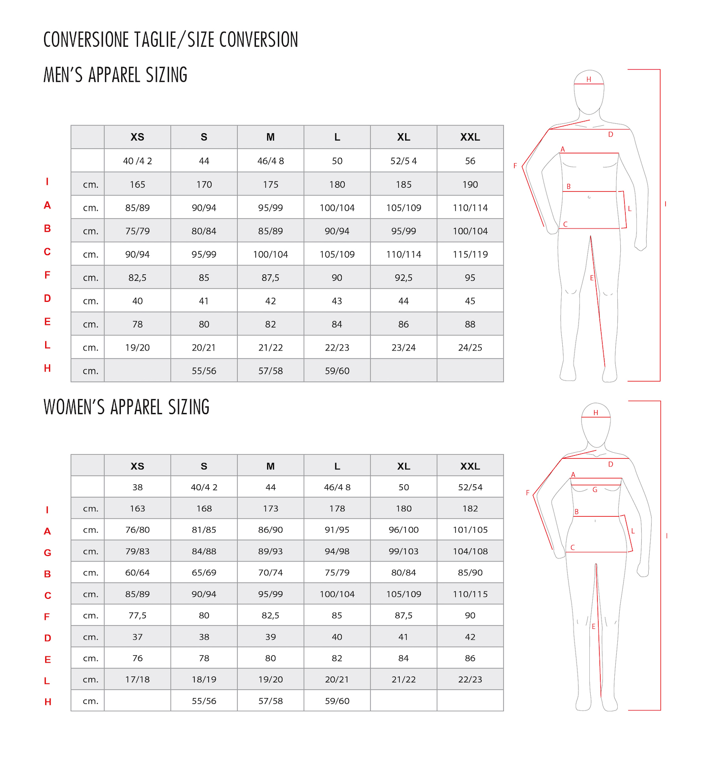 oblečenie Crazy-tabuľka veľkosti